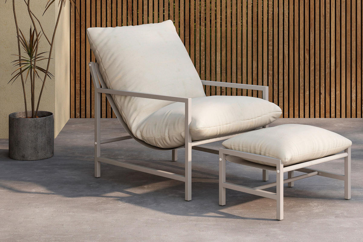 LOUNGEFÅTÖLJ  - beige, Modern, metall/textil (67/68/86cm) - Gardenson