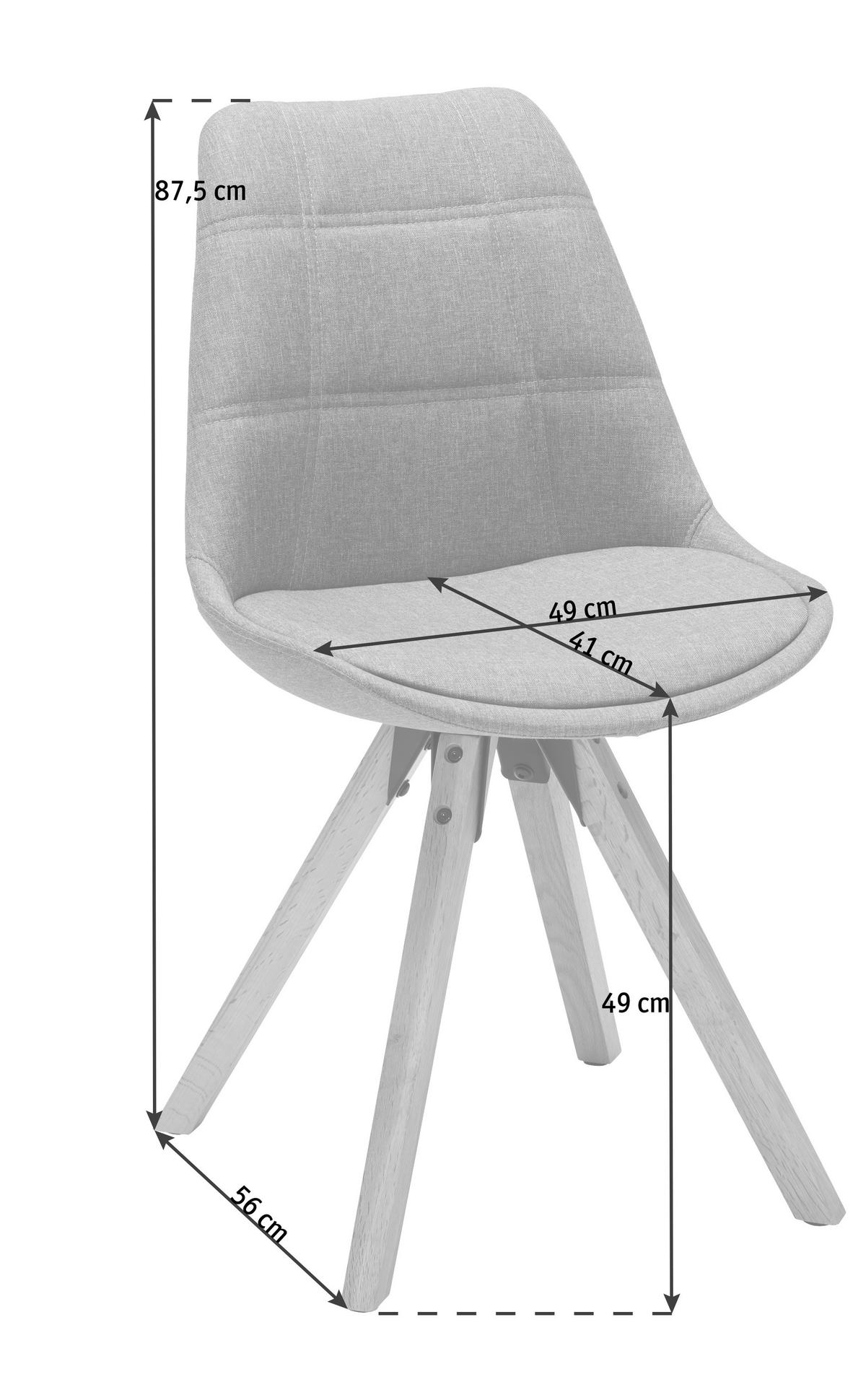 SZÉK textil tölgyfa színű, sötétszürke  - tölgyfa színű/natúr színű, Design, textil/fa (49/87,5/56cm) - Carryhome