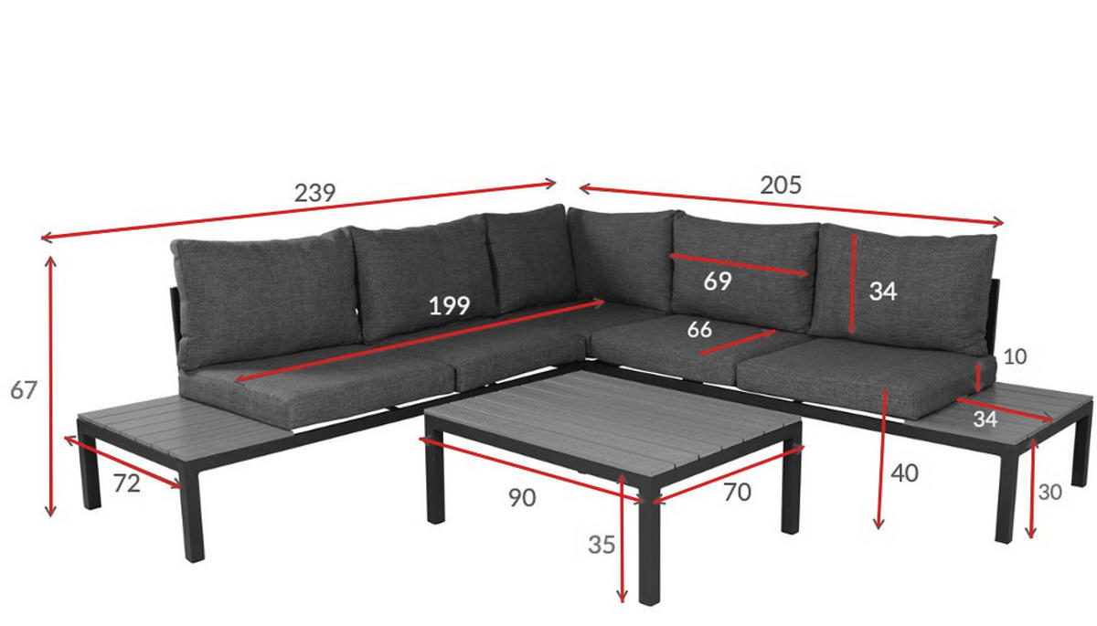 LOUNGEGRUPP  - vit, Klassisk, metall (239/239cm) - Gardenson