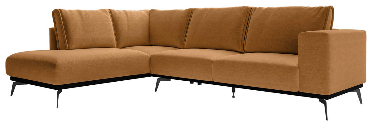 ECKSOFA in beflockt Orange  200/293 cm  - Schwarz/Orange, Design, Holz/Textil (200/293cm) - MID.YOU