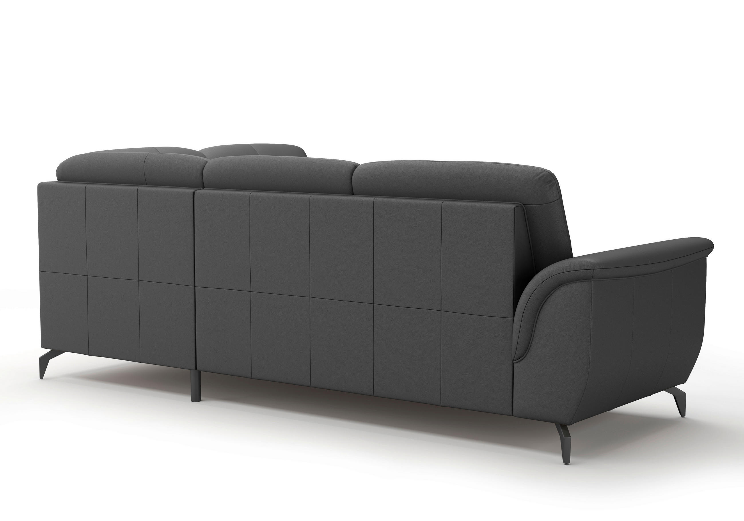 ECKSOFA ZORA E Schwarz Echtleder  - Schwarz, MODERN, Leder/Metall (244/212cm) - Sit & More