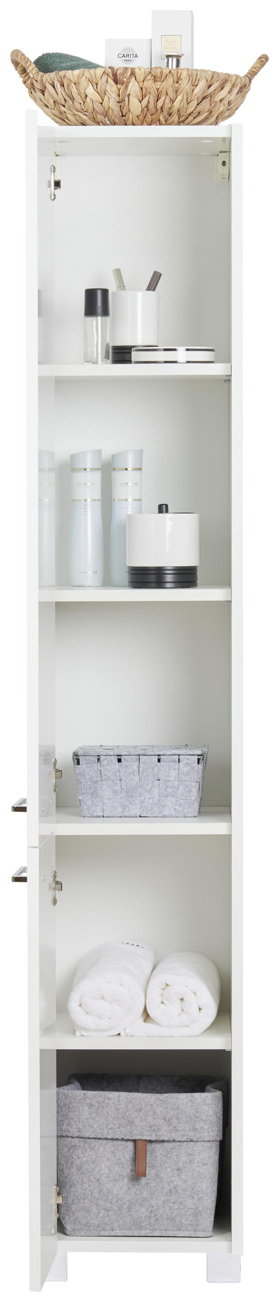 HOCHSCHRANK 30,2/164,5/33 cm  - Chromfarben/Weiß, KONVENTIONELL, Holzwerkstoff/Metall (30,2/164,5/33cm) - Stylife