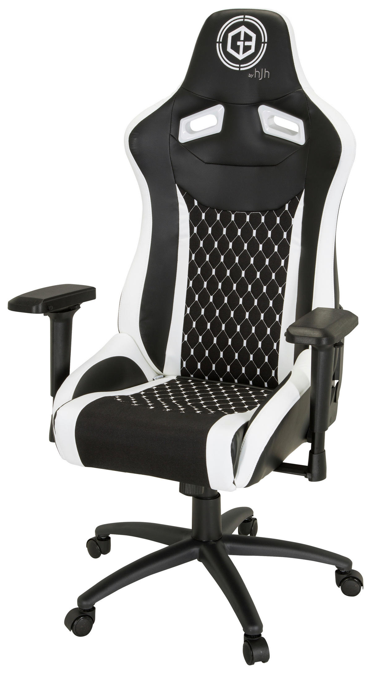 GAMINGSTUHL Schwarz, Weiß Textil   - Schwarz/Weiß, MODERN, Kunststoff/Textil (74/137/66cm) - MID.YOU