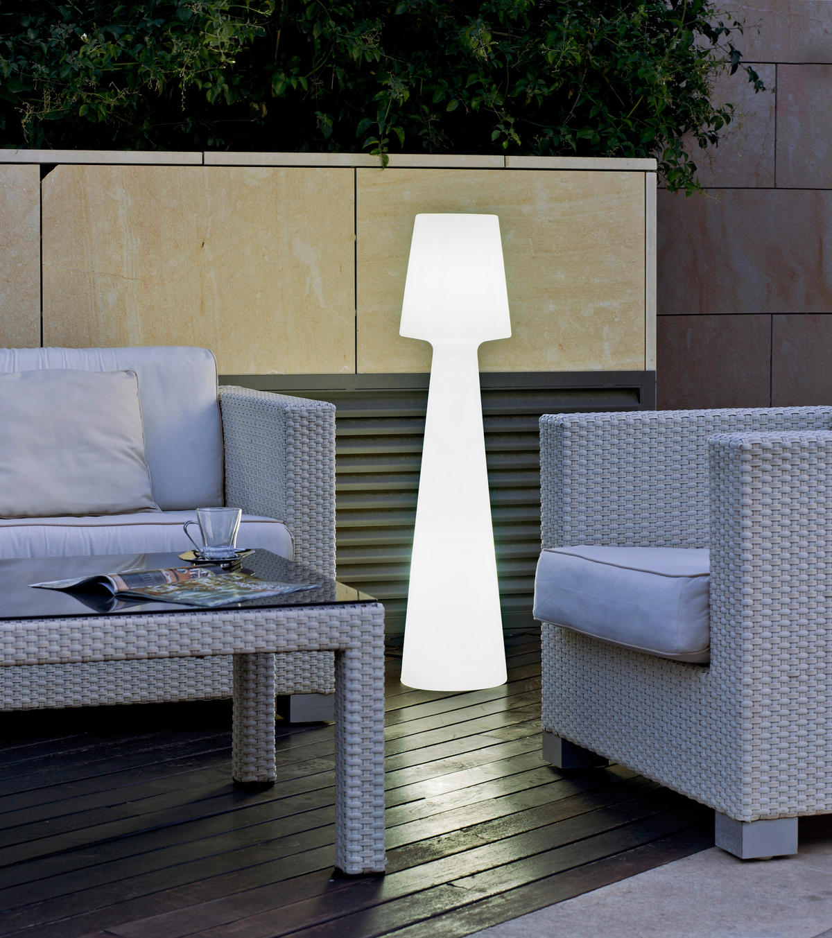 AUßENSTEHLEUCHTE LOLA 26,5/110 cm   - Transparent/Weiß, KONVENTIONELL, Kunststoff (26,5/110cm) - New Garden