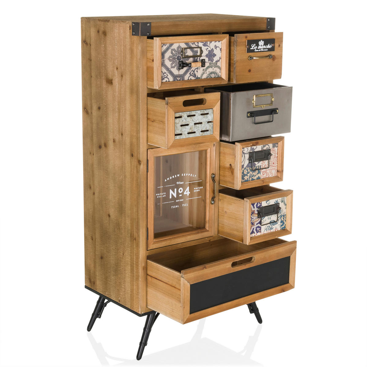 SIDEBOARD  in 53/104/32 cm  - Schwarz, MODERN, Holz/Metall (53/104/32cm) - MID.YOU
