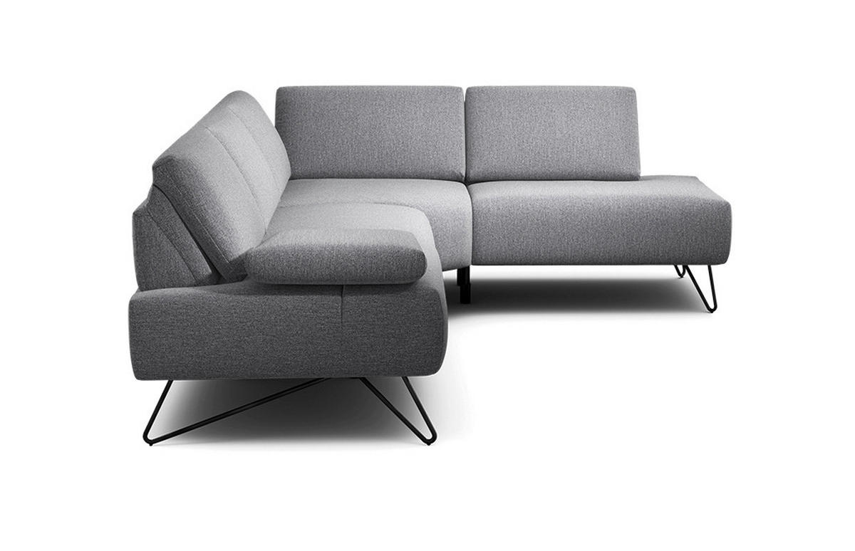 ECKSOFA in Chenille Anthrazit  248-263/193 cm  - Anthrazit/Schwarz, Design, Textil/Metall (248-263/193cm) - SENSOO