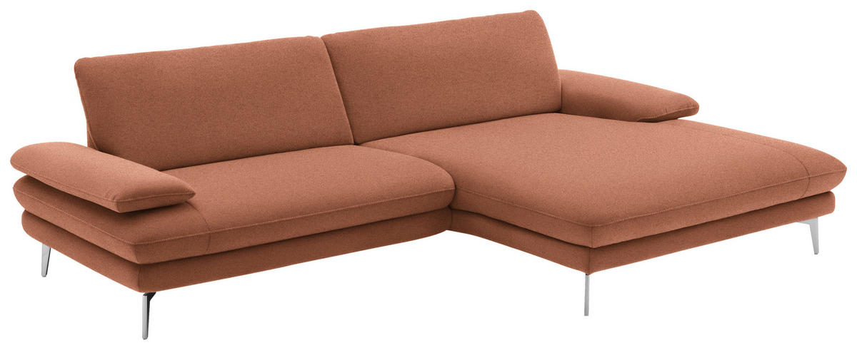 ECKSOFA in Webstoff Orange  - Schwarz/Orange, Design, Textil/Metall (284/184cm) - Dieter Knoll