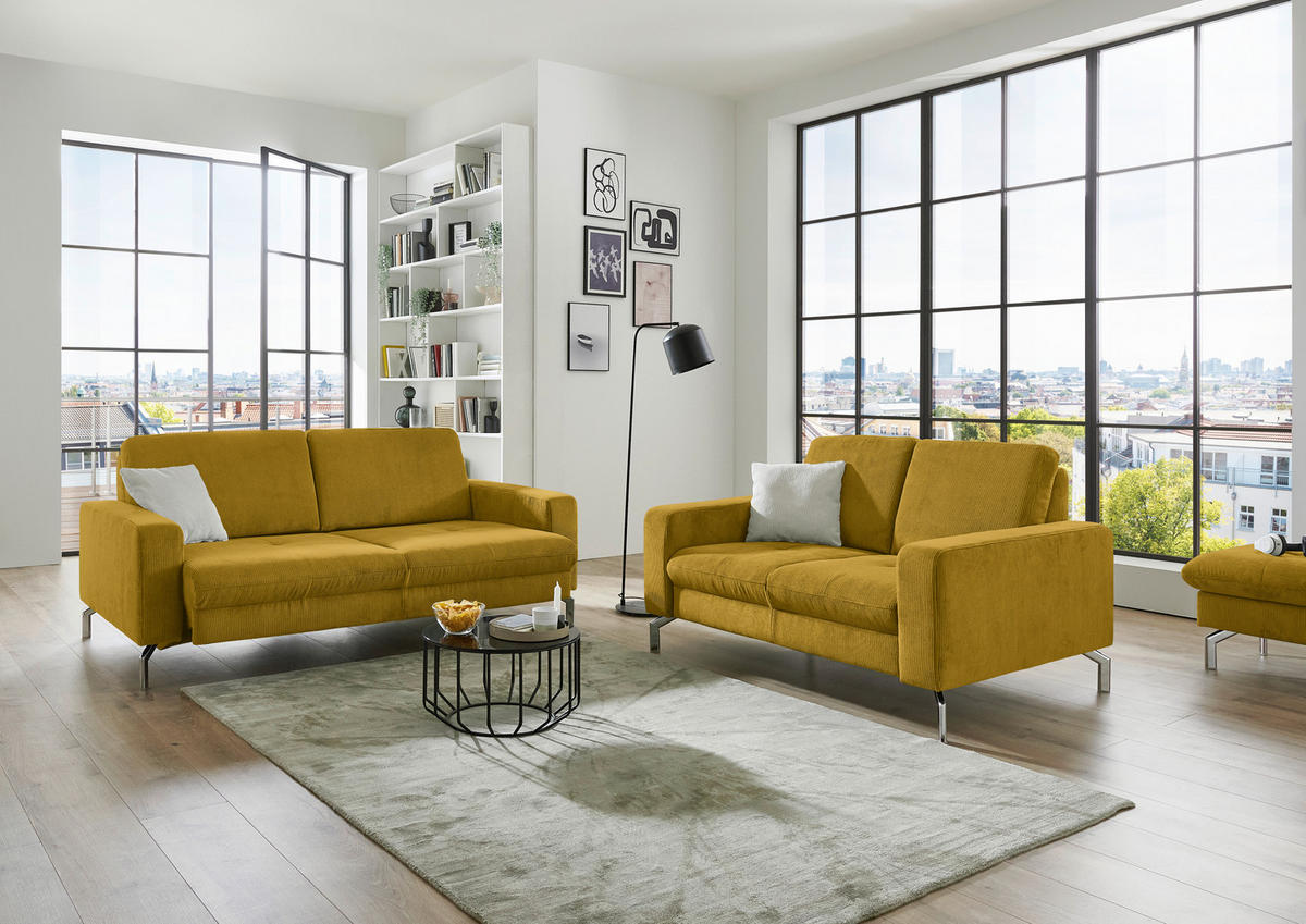 3-SITZER-SOFA Feincord Hellgrün  - Chromfarben/Hellgrün, Design, Textil/Metall (194/87/105cm) - Beldomo Style