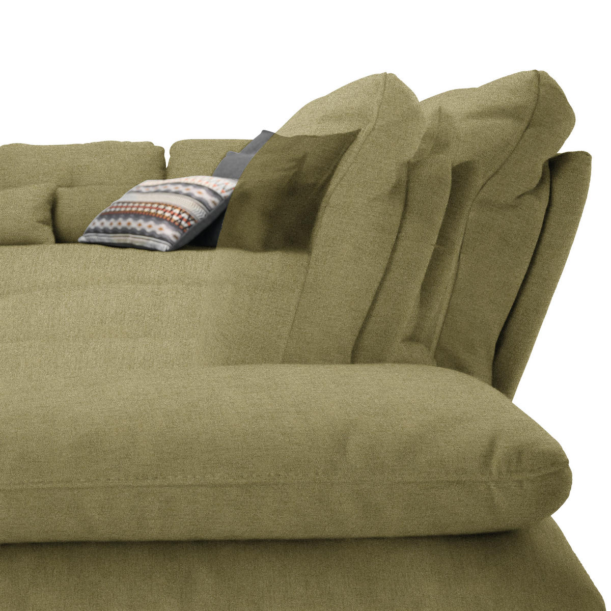 ECKSOFA in Flachgewebe Olivgrün  - Schwarz/Olivgrün, Design, Textil/Metall (271/344cm) - Chilliano