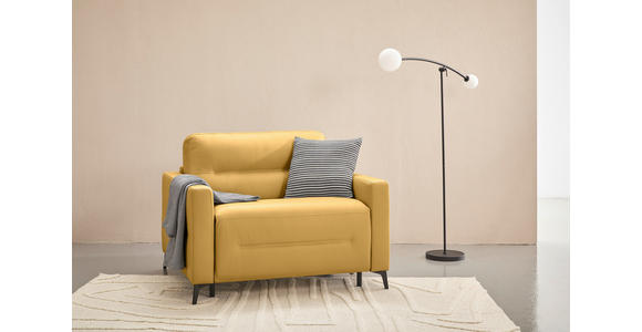 SCHLAFSESSEL Echtleder Senfgelb Liegefunktion {item.attr(124-153'),[ ]} - Senfgelb/Schwarz, Design, Leder/Metall (115/89/97cm) - Novel