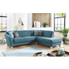 ECKSOFA Petrol Flachgewebe  - Petrol/Naturfarben, KONVENTIONELL, Holz/Textil (257/212cm) - Sit & More