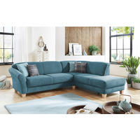 ECKSOFA Petrol Flachgewebe  - Petrol/Naturfarben, KONVENTIONELL, Holz/Textil (257/212cm) - Sit & More