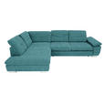 ECKSOFA  in Chenille Türkis, Petrol  242/313 cm  - Türkis/Chromfarben, Design, Textil (242/313cm) - Xora