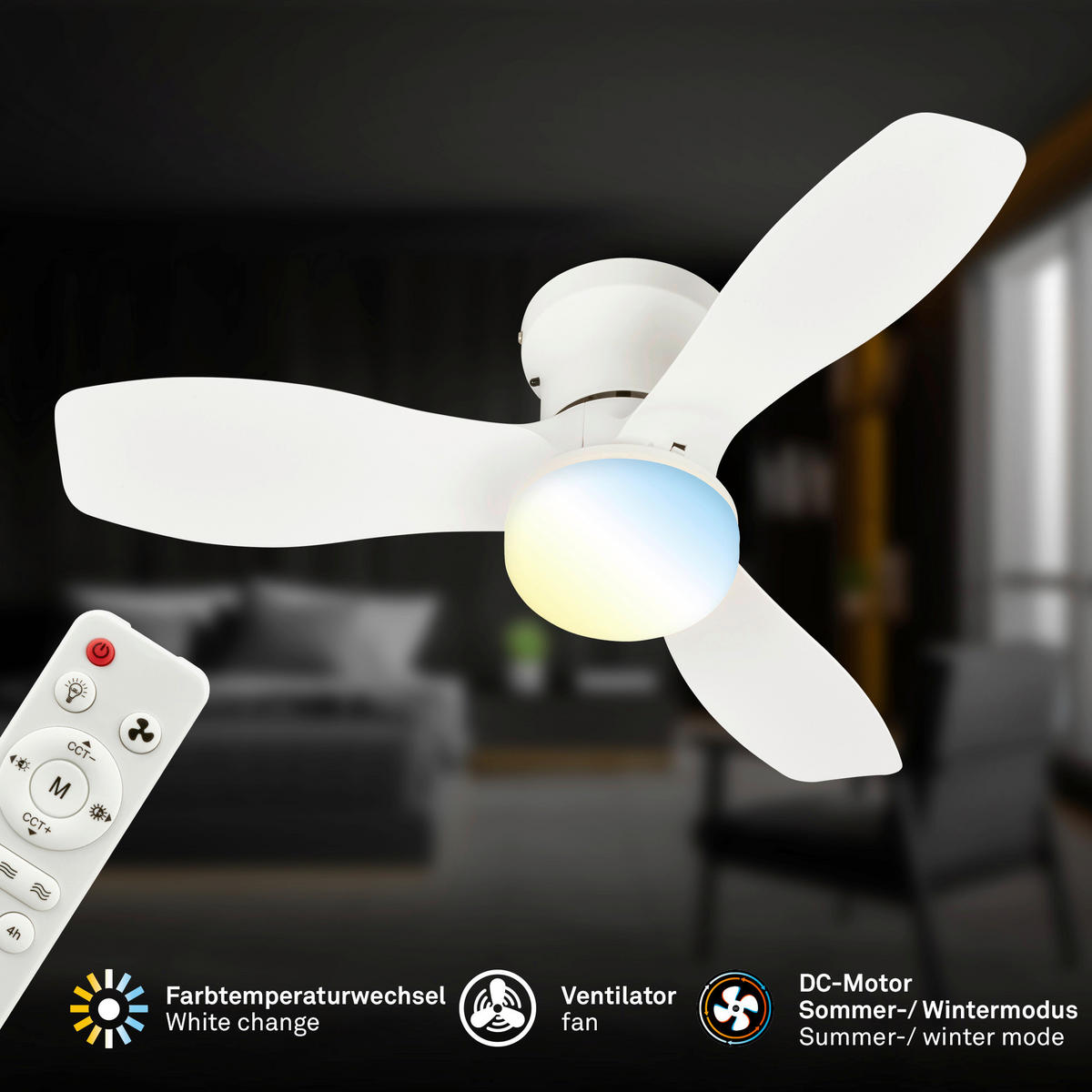 DECKENVENTILATOR - Weiß, Design, Kunststoff (60/19cm)