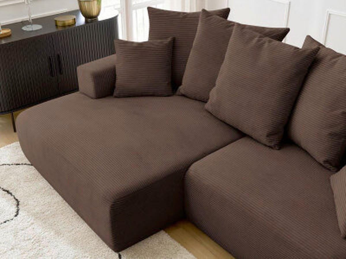 ECKSOFA Ottomane links  ATILLA Taupe Cord  - Taupe/Schwarz, MODERN, Kunststoff/Textil (149/244cm)