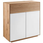 KOMMODE Riva  in 80/84/37 cm  - Eichefarben/Weiß, KONVENTIONELL, Glas/Holz (80/84/37cm) - Linea Natura