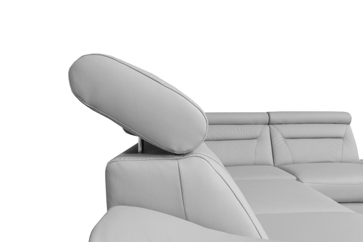 ECKSOFA  in Lederlook Echtleder Platinfarben  - Platinfarben/Wengefarben, Design, Leder/Holz (260/212cm) - Celina Home