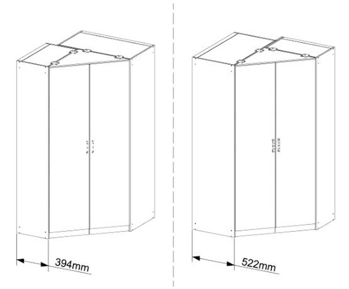 Șifonier Pe Colț - alb/culoare crom, Modern, material pe bază de lemn (208/197/253cm) - Rauch Möbel