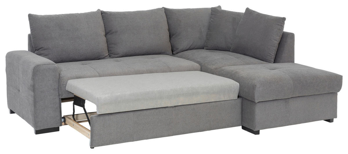 ECKSCHLAFSOFA in Mikrofaser Grau  - Schwarz/Grau, MODERN, Kunststoff/Textil (241/173cm) - MID.YOU