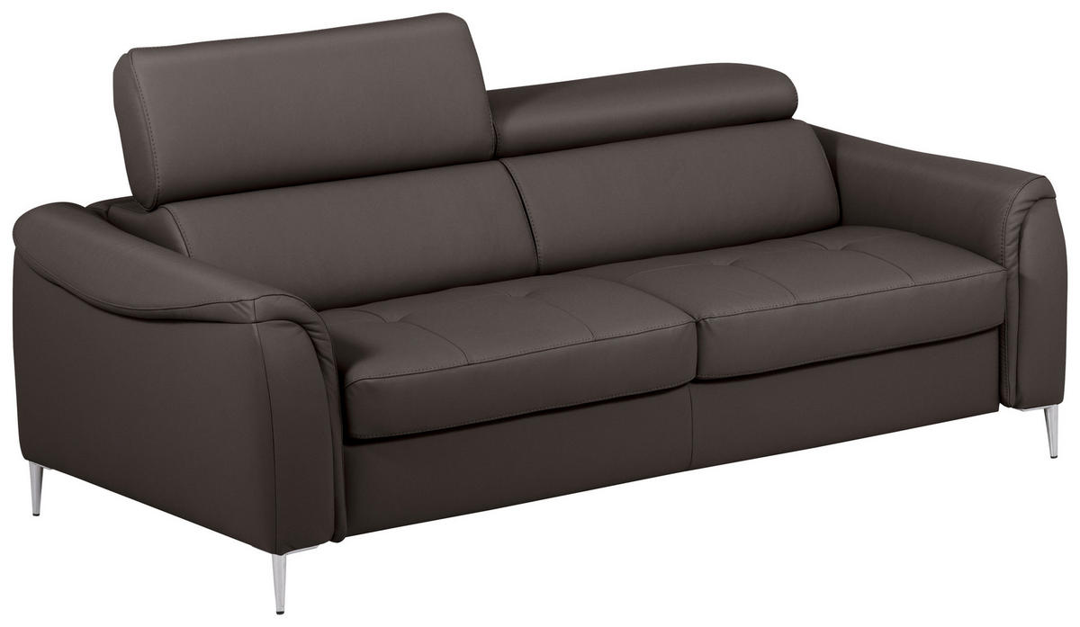 SCHLAFSOFA in Textil, Leder Dunkelbraun  - Dunkelbraun, Design, Leder/Textil (203/77-98/103cm) - MID.YOU