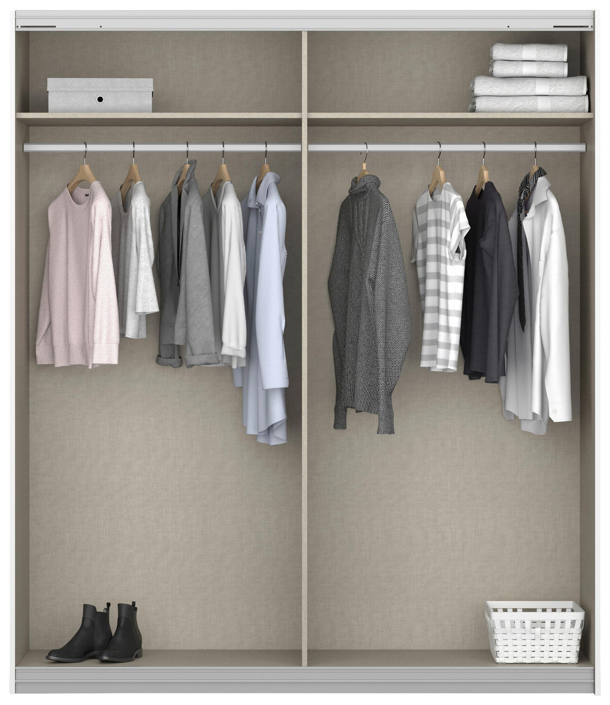 SCHWEBETÜRENSCHRANK 226/210/62 cm 2 Tür(en)-türig Weiß  - Alufarben/Weiß, KONVENTIONELL, Glas/Holzwerkstoff (226/210/62cm) - home24