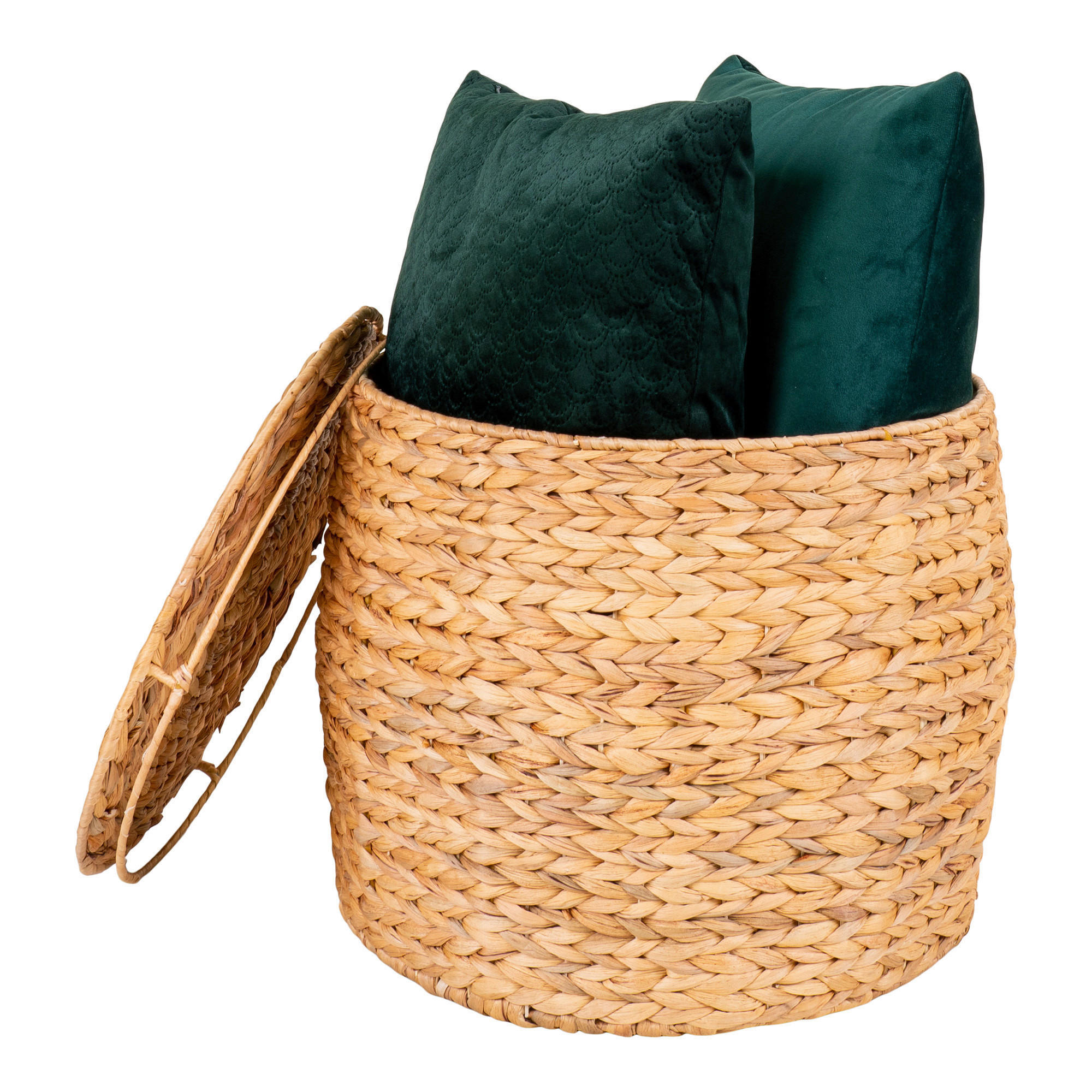 Thumbnail - Beistelltisch, Hellbraun, Holz, Wasserhyazinthe, 43x34x43 cm, Stauraum, Wohnzimmer, Wohnzimmertische, Beistelltische