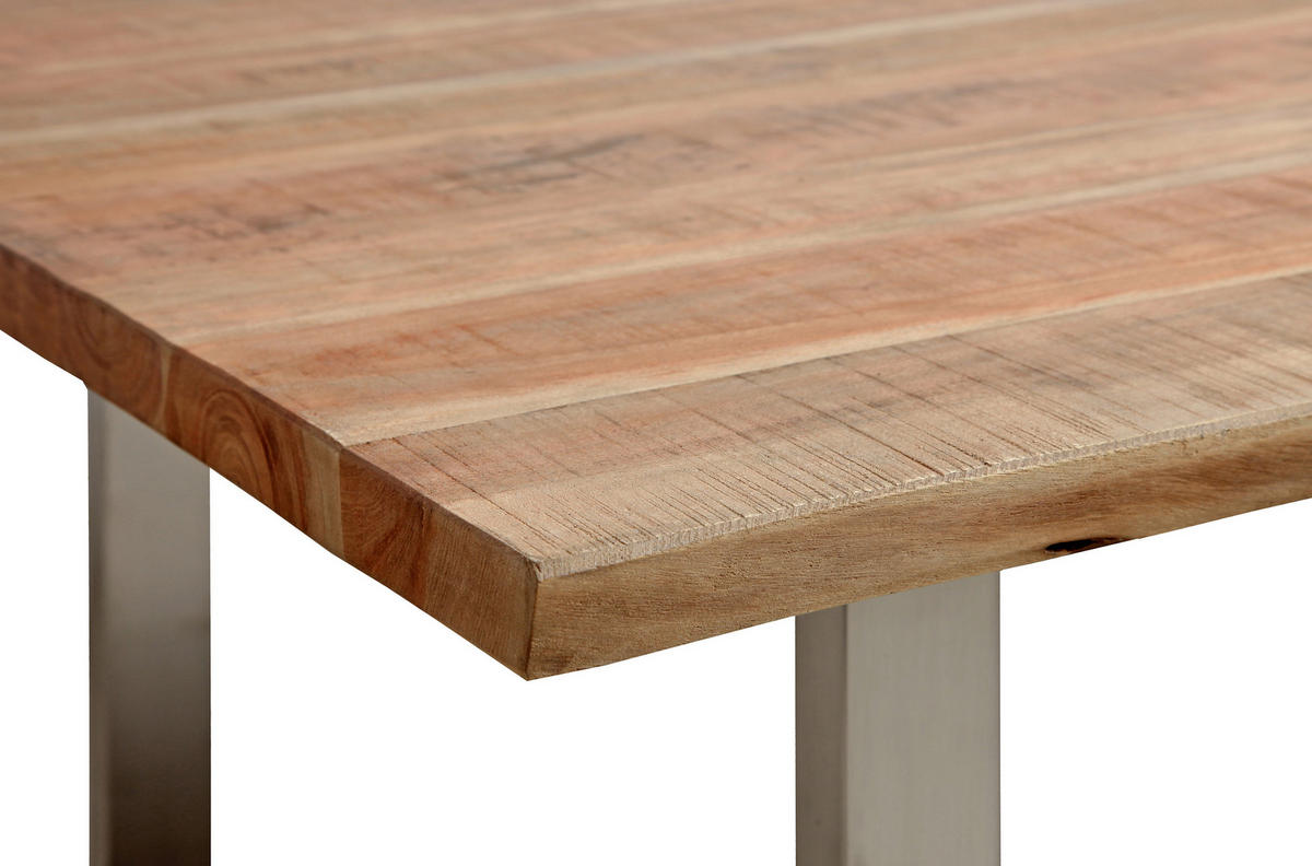 COUCHTISCH Akazie Hartholz 118/70/45 cm Akaziefarben, Edelstahlfarben  - Edelstahlfarben/Akaziefarben, Natur, Holz/Metall (118/70/45cm) - Landscape