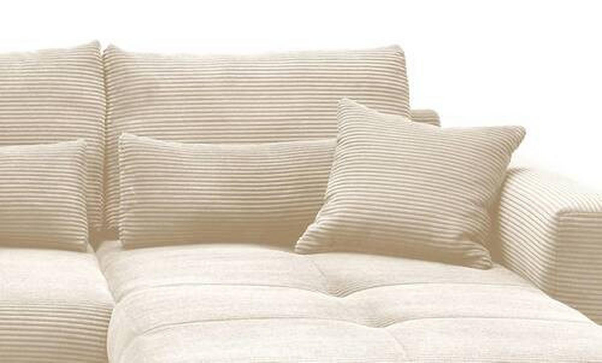 ECKSOFA in Cord Beige  - Beige/Schwarz, Modern, Holz/Textil (302/188cm) - MID.YOU