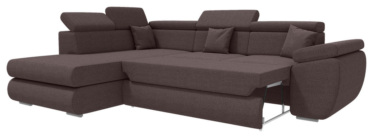 ECKSOFA Graubraun Struktur  - Chromfarben/Graubraun, KONVENTIONELL, Kunststoff/Textil (205/282cm) - Carryhome