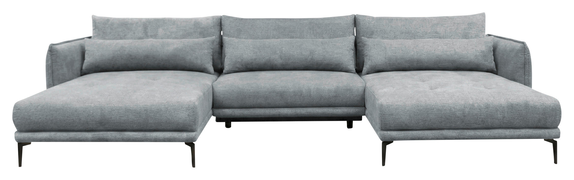 WOHNLANDSCHAFT LAGACY U Dunkelgrau Flachgewebe  - Dunkelgrau/Schwarz, Design, Textil/Metall (193/368/193cm) - MID.YOU