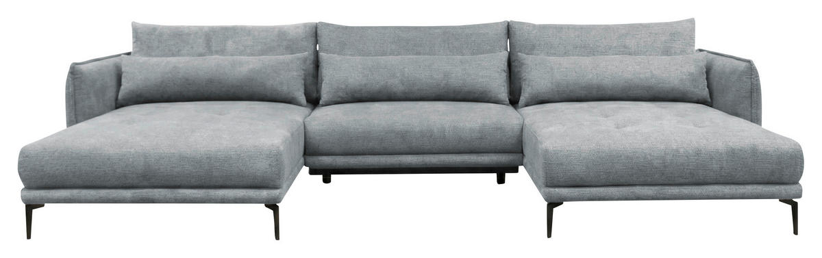 WOHNLANDSCHAFT LAGACY U Dunkelgrau Flachgewebe  - Dunkelgrau/Schwarz, Design, Textil/Metall (193/368/193cm) - MID.YOU