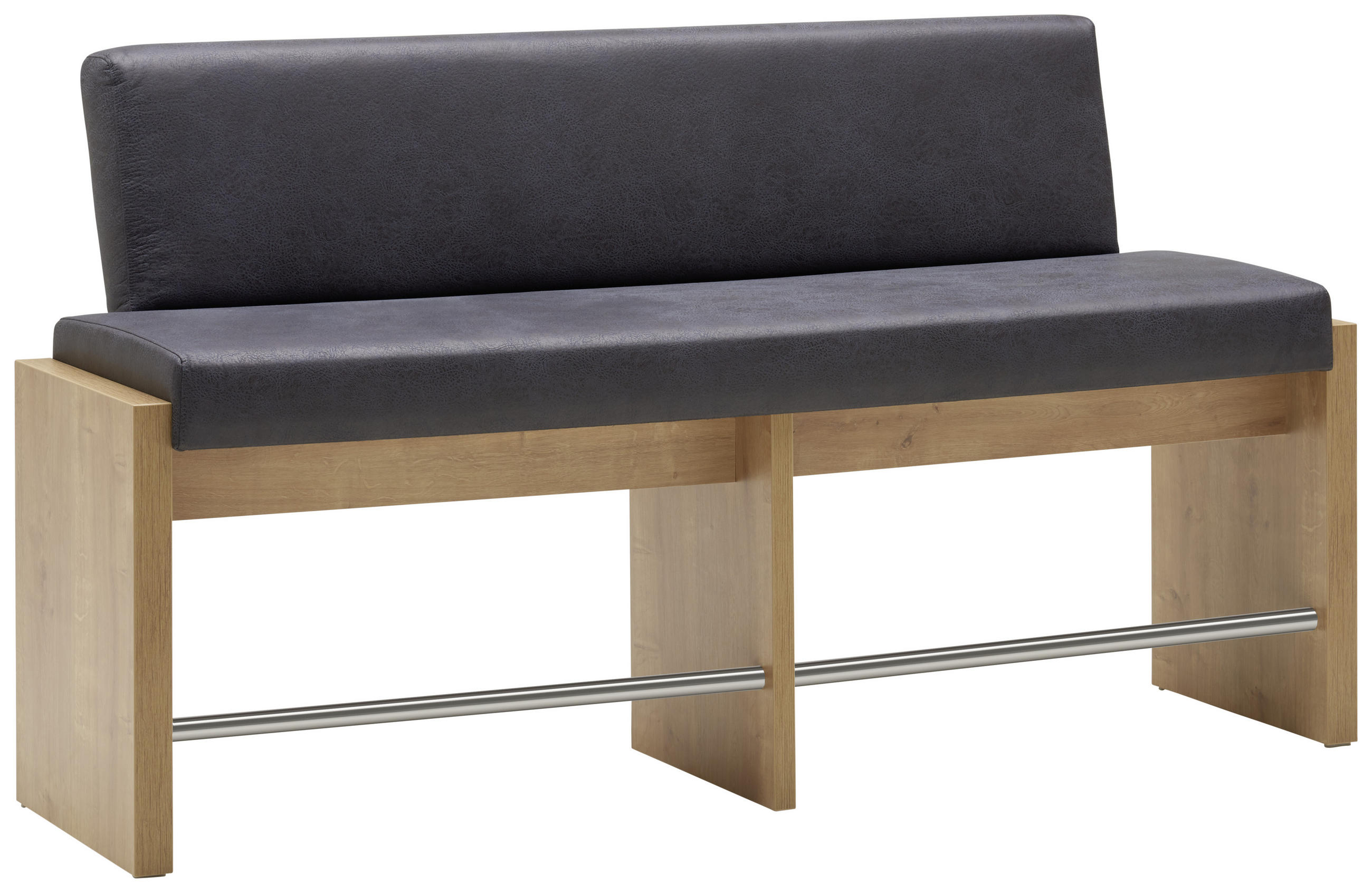 SITZBANK in Metall, Textil, Holzwerkstoff Fichtefarben, Edelstahlfarben, Dunkelblau  - Fichtefarben/Edelstahlfarben, KONVENTIONELL, Holzwerkstoff/Textil (180/84/62cm) - Linea Natura