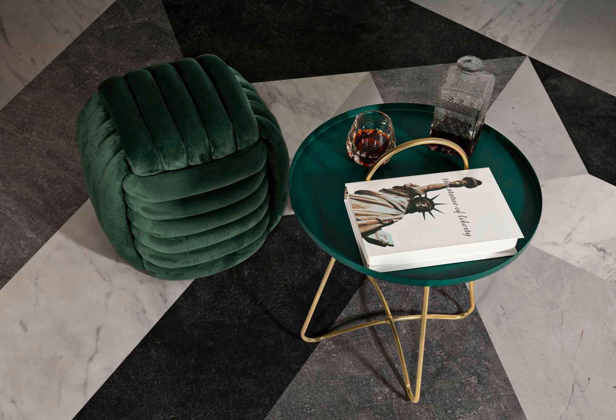 COUCHTISCH - Goldfarben/Grün, Basics, Metall (45/59/45cm)