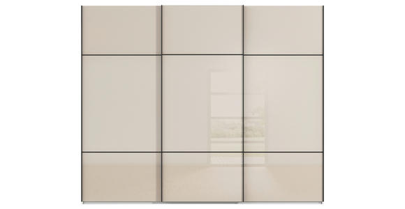 SCHWEBETÜRENSCHRANK in Weiß, Champagner - Champagner/Schwarz, KONVENTIONELL, Glas/Holzwerkstoff (242/223/68cm) - Novel