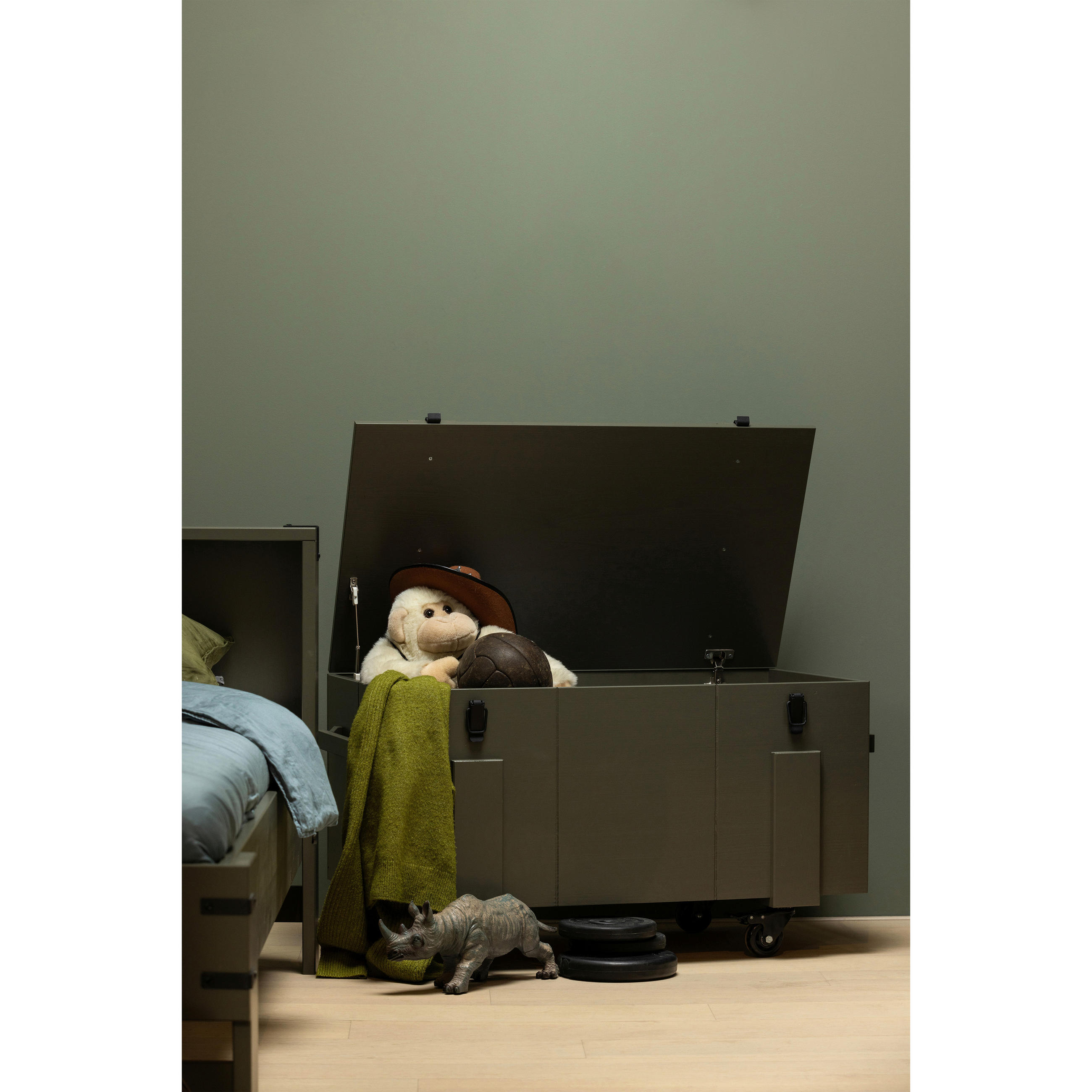 TRUHE Holz Kiefer massiv  - Grün, Design, Holz (100/55/56cm) - Livetastic