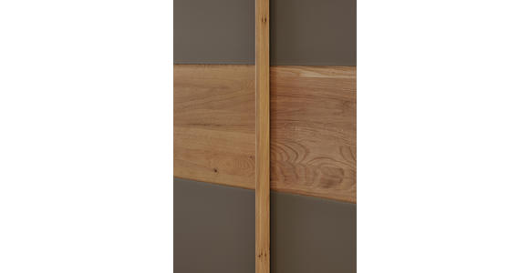 SCHIEBETÜRENSCHRANK 3-türig Wildeiche furniert, massiv Braun, Eichefarben - Eichefarben/Braun, Design, Glas/Holz (301,9/240,3/67,2cm) - Valnatura