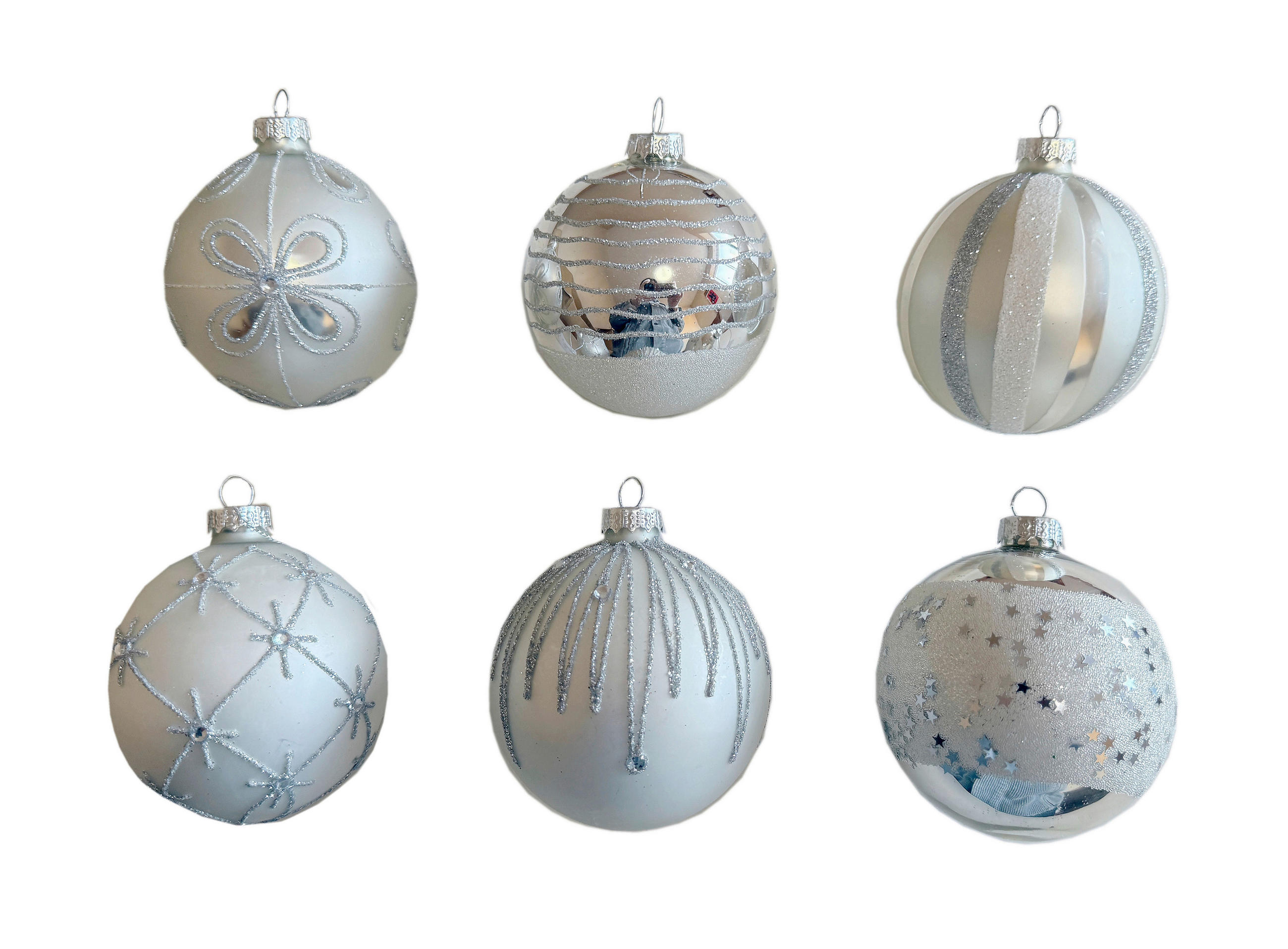 CHRISTBAUMKUGEL 8 cm  - Silberfarben/Weiß, LIFESTYLE, Glas/Kunststoff (8cm) - X-Mas