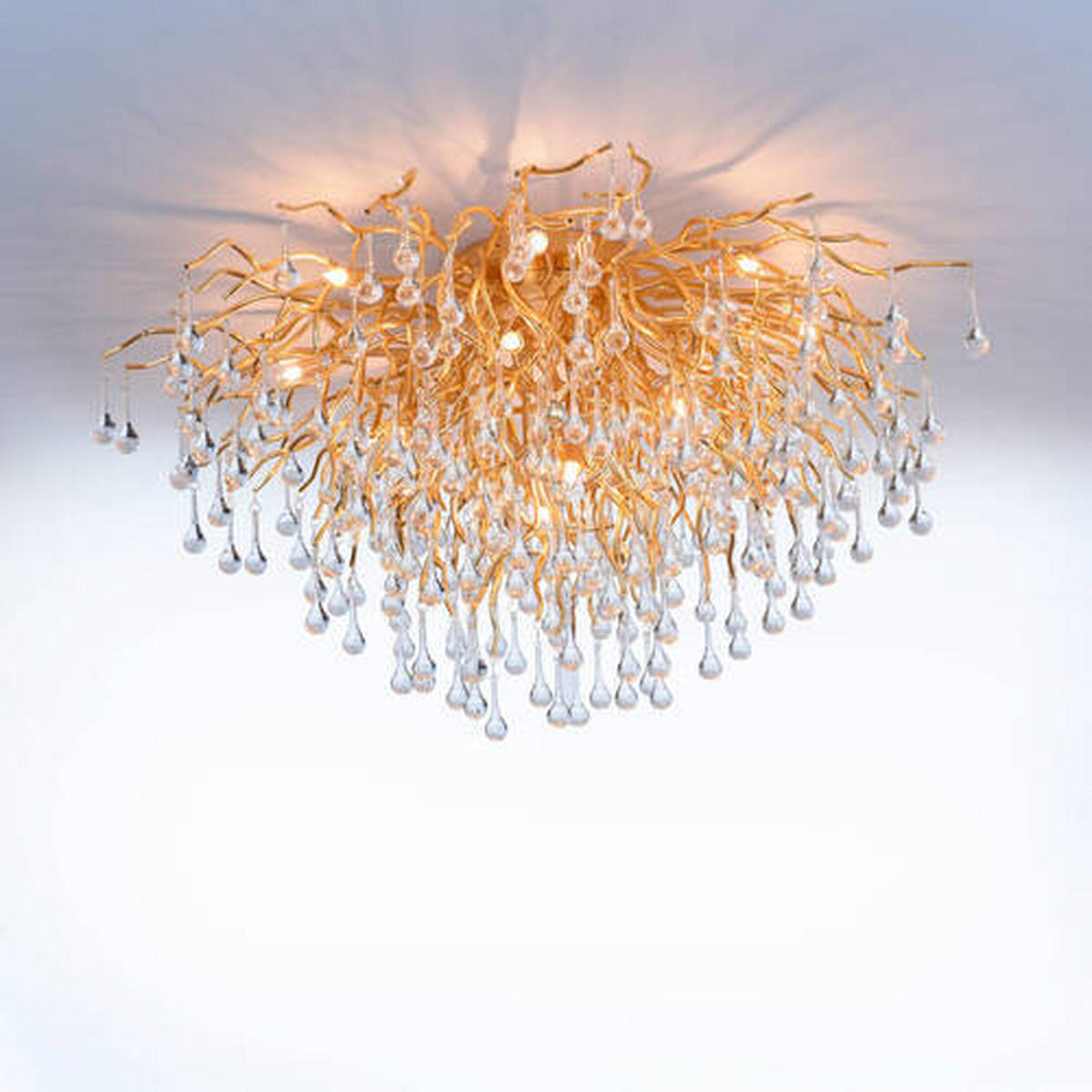 DECKENLEUCHTE Icicle 100/100/50 cm   - Messingfarben, KONVENTIONELL, Glas/Kunststoff (100/100/50cm) - Paul Neuhaus