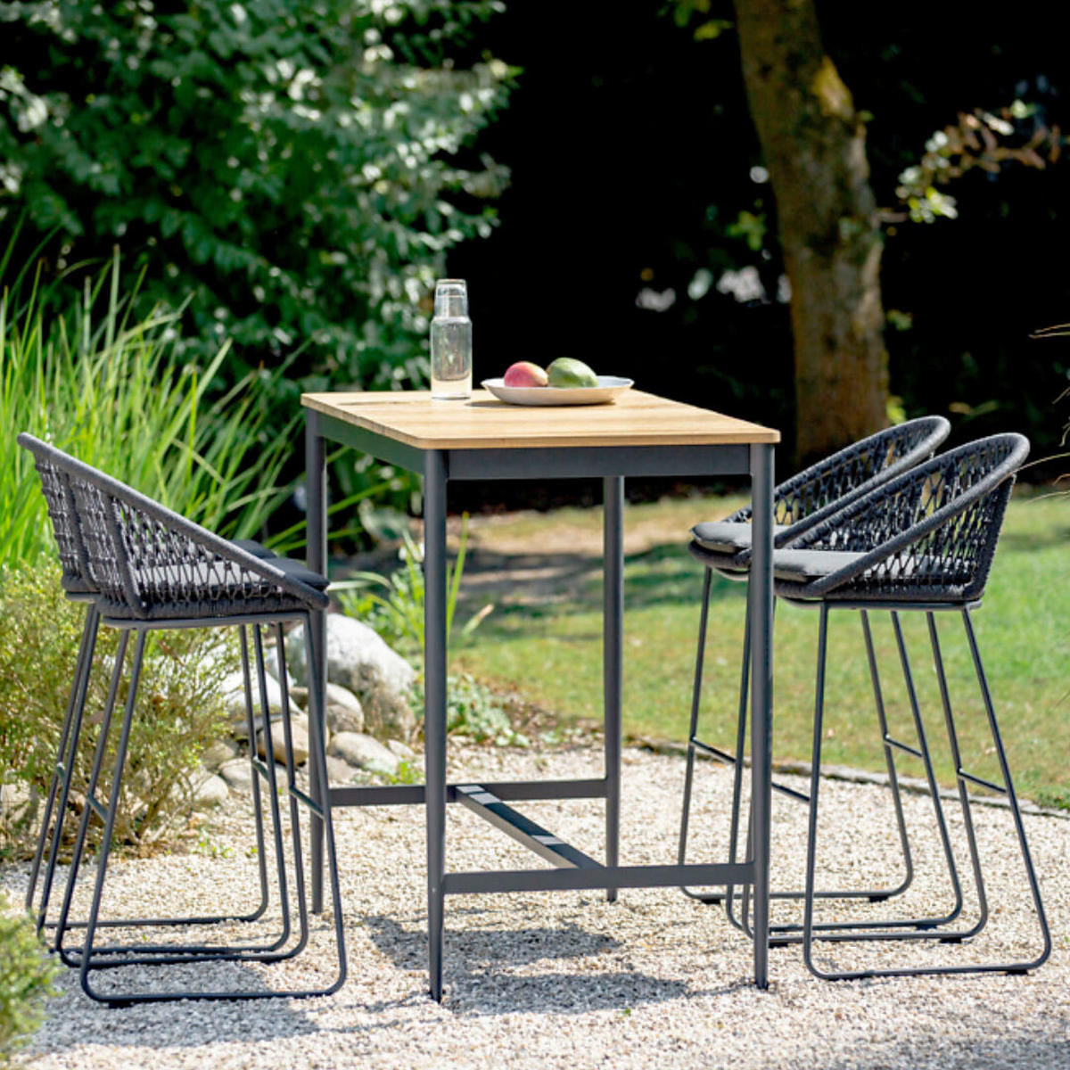 GARTEN-BARTISCH in Holz, Metall 135/70/110,5 cm   - Anthrazit/Teakfarben, Design, Holz/Metall (135/70/110,5cm)