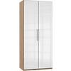 DREHTÜRENSCHRANK  in Weiß, Eichefarben  - Chromfarben/Eichefarben, MODERN, Glas/Holzwerkstoff (100/216/58cm) - MID.YOU