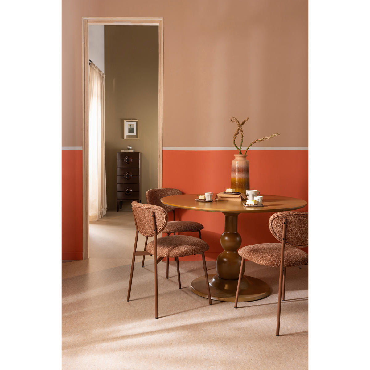 STUHL-SET 2 Stück  in Eisen Webstoff  - Braun, MODERN, Textil/Metall (46/77/56cm) - Livetastic