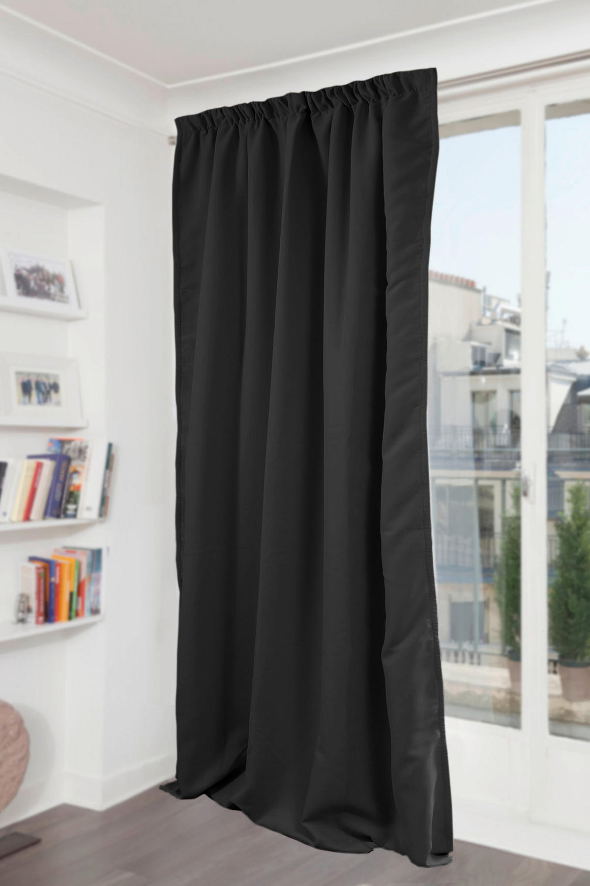 LÄRMSCHUTZVORHANG black-out (lichtundurchlässig)  - Schwarz, Basics, Textil/Metall (145/260cm)