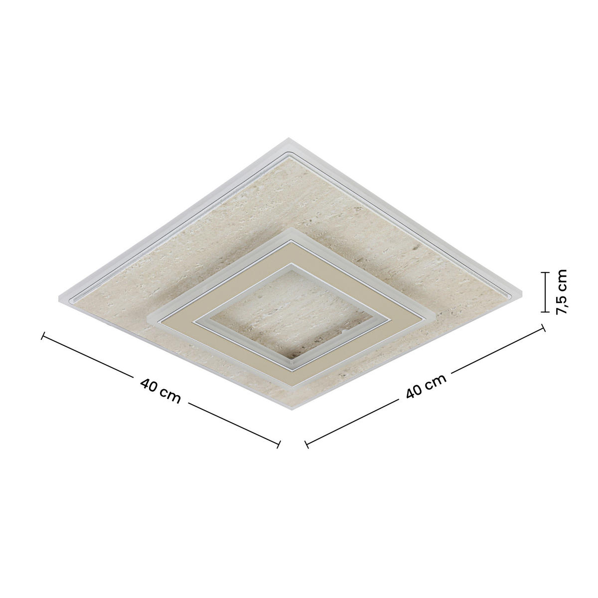 DECKENLEUCHTE 40/40/7,5 cm  - Champagner, Trend, Kunststoff/Metall (40/40/7,5cm) - Collett's Monde