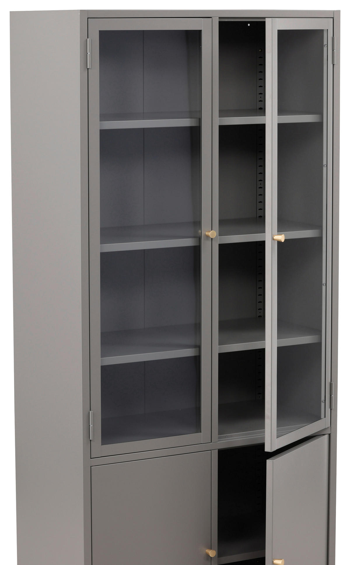 VITRINSKÅP  i ljusgrå  - ljusgrå, Design, metall/glas (80/190/41cm) - Livetastic