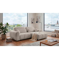 ECKSOFA Webstoff Beige  - Beige/Schwarz, Design, Kunststoff/Textil (260/192cm) - MID.YOU