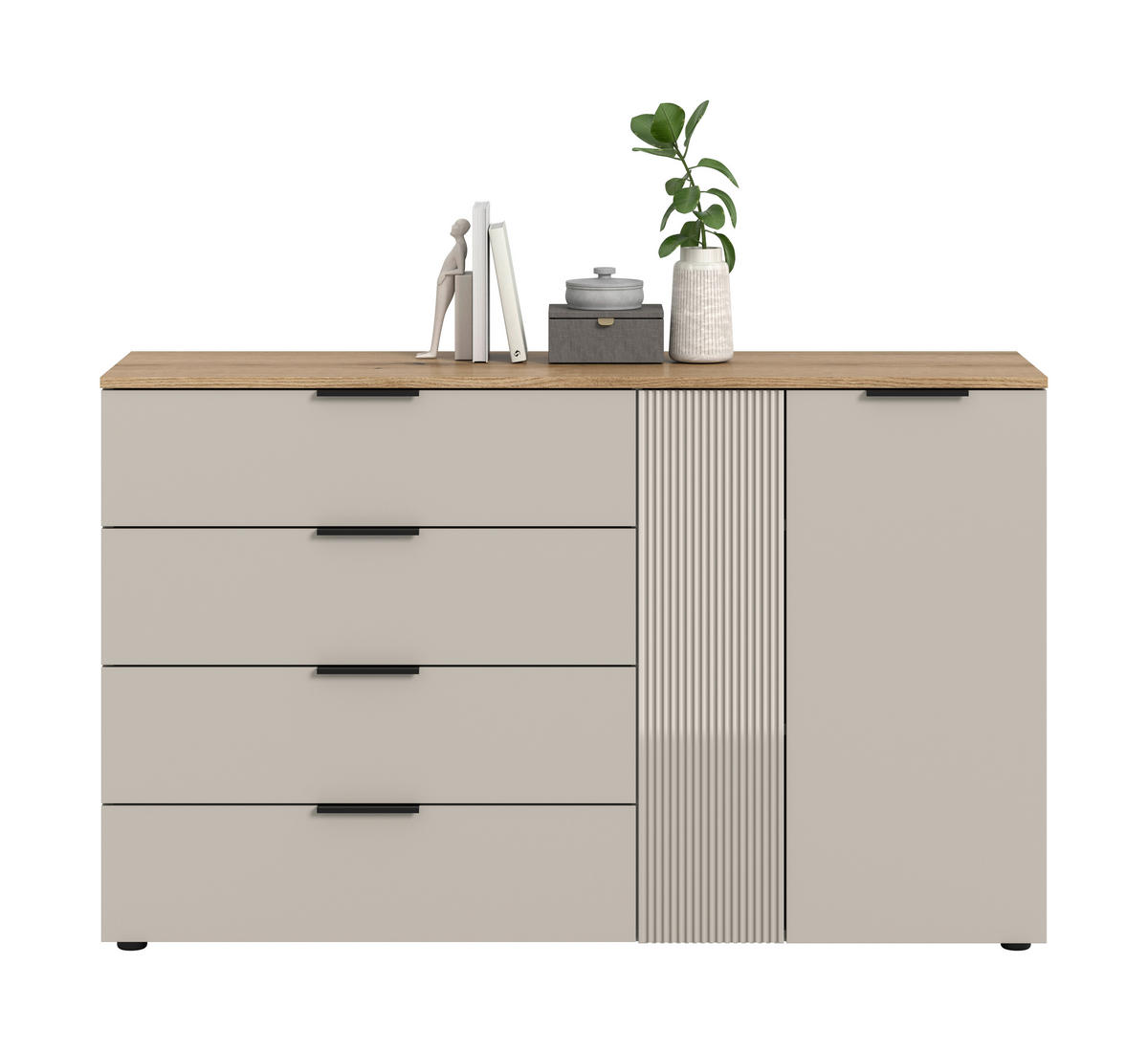 SIDEBOARD  140/86/38 cm 4 låda(or)  - svart/kashmir, Design, trämaterial/plast (140/86/38cm) - MID.YOU