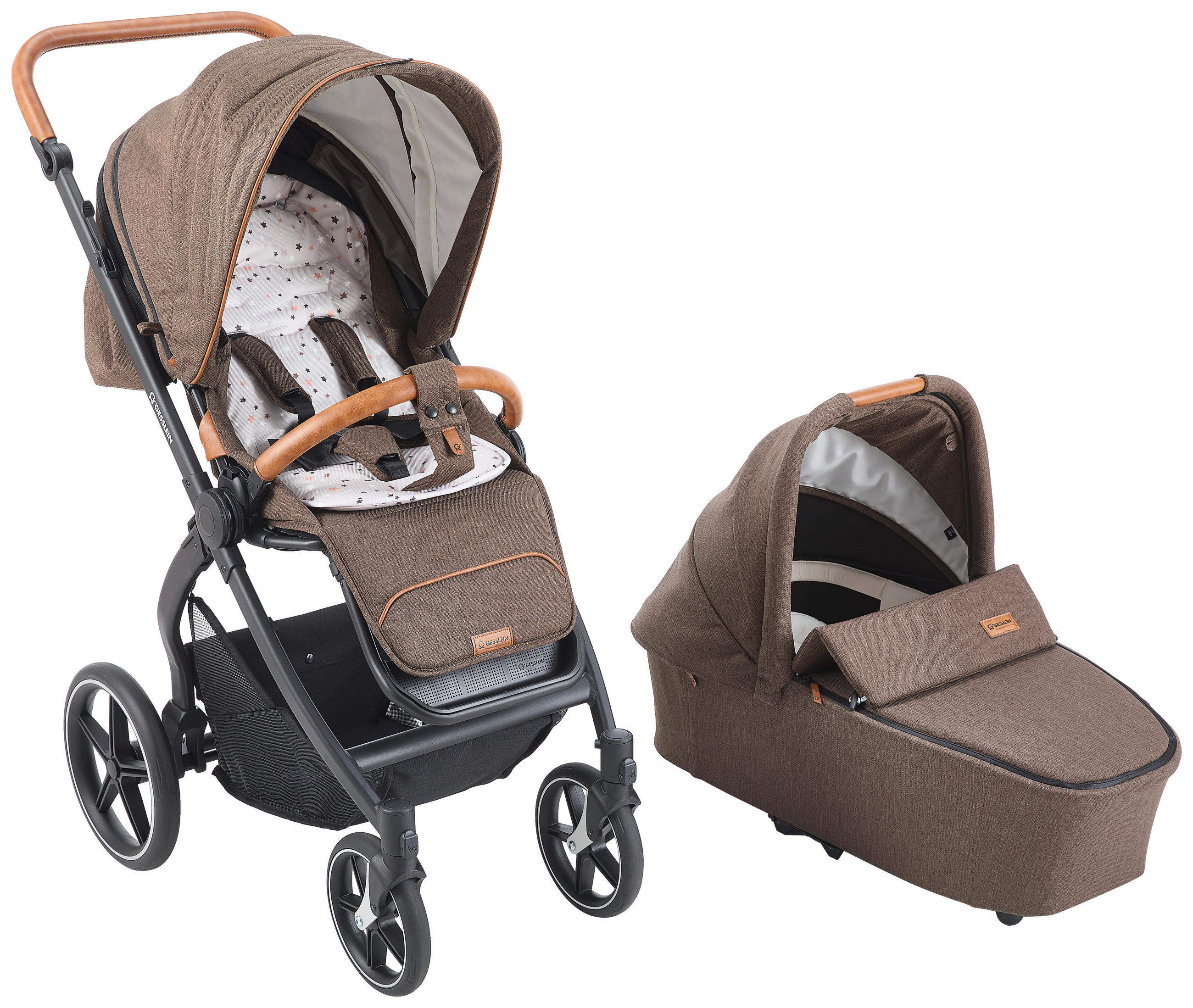 KOMBIKINDERWAGEN  FX4 Swing Set Lyx  Nougat  - Creme/Schwarz, Basics, Textil (100/55/130cm) - Gesslein