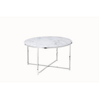 COUCHTISCH 80/80/45 cm rund Weiß, Chromfarben  - Chromfarben/Weiß, Design, Glas/Metall (80/80/45cm) - Livetastic