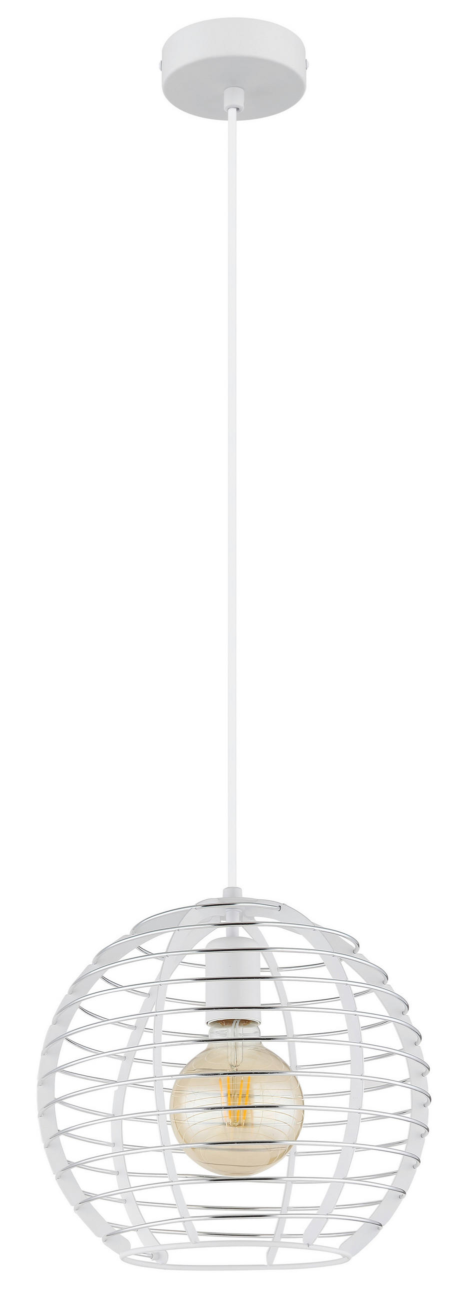 HÄNGELEUCHTE 28/120 cm  - Chromfarben/Weiß, Basics, Kunststoff/Metall (28/120cm) - Globo