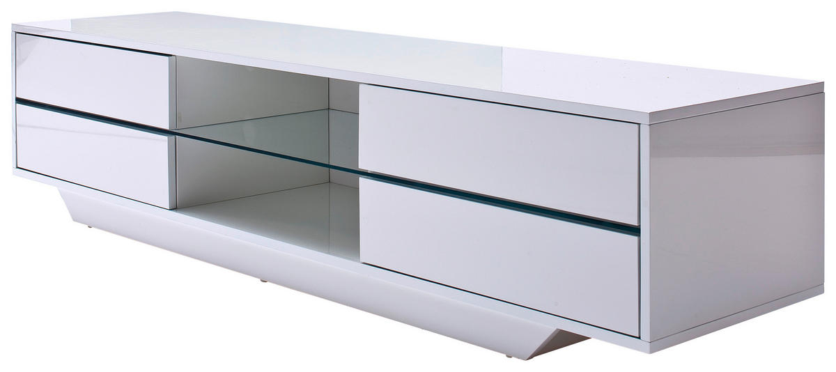 TV-ELEMENT 160/36/40 cm  - Weiss Hochglanz, Design, Glas/Holzwerkstoff (160/36/40cm)
